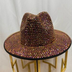 NWT Classic AB Rhinestone Fedora Hat